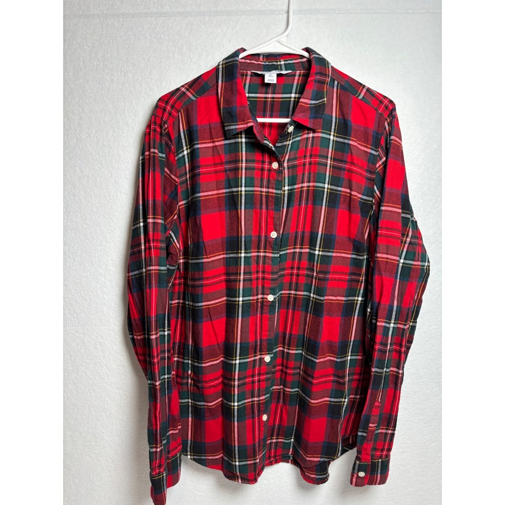 Old Navy The Classic Shirt XL Tall Red Tartan Plaid Flannel Button Down Cotton